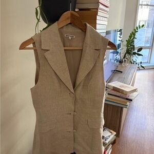 Reformation Billie Oatmeal Linen Vest